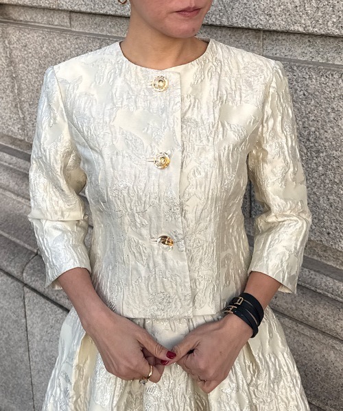 JENNE（ジェンヌ）の「ジャガードクラシカルジャケット（その他アウター・レディース・ブラック/アイボリー・MEDIUM/SMALL/LARGE）」の8枚目の写真