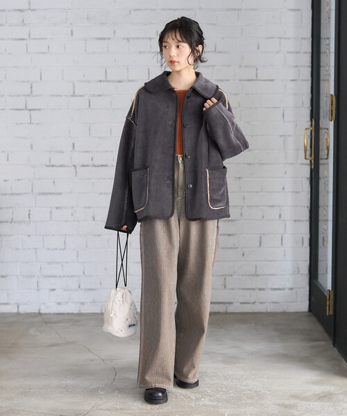 ブラウン ボンバージャケット コーデュロイ襟付き ブラウン ボンバージャケット コーデュロイ襟付き FREAK'S STORE/襟