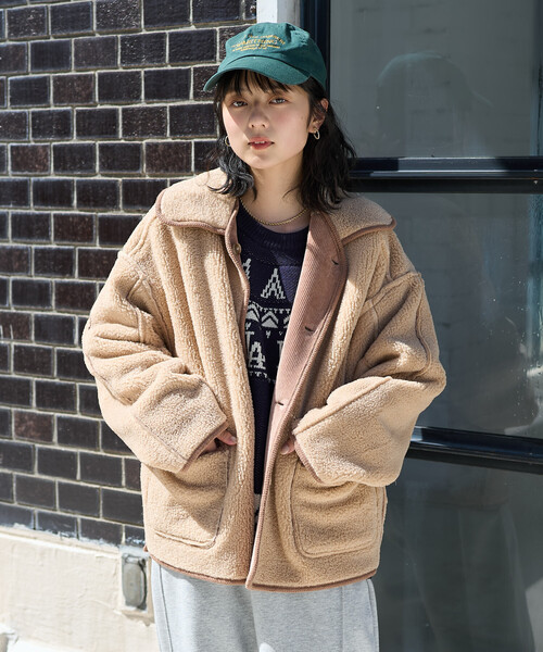 VISVIM ブラウン コーデュロイ ボア襟 ジャケット 羽織り 襟付き