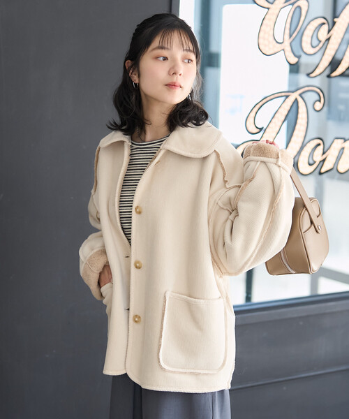 襟付き リバーシブル コーデュロイボアジャケット（ブルゾン