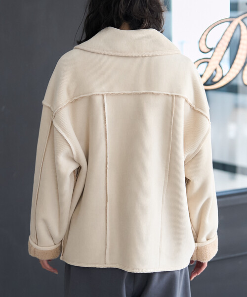 襟付き リバーシブル コーデュロイボアジャケット（ブルゾン