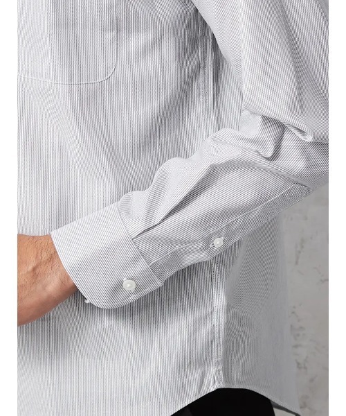 HARUYAMA(ハルヤマ)の「スマカジ ボタンダウン 長袖ワイシャツ ストライプ【TOKYO RUN】(ビジネスシャツ・メンズ・グレー・S80/LL86/M82/L84)」の8枚目の写真