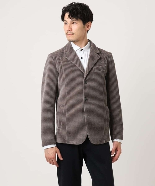 MK MICHEL KLEIN HOMME （エムケーミッシェルクランオム）の「【大人の艶感/４サイズ展開/ストレッチ】ワッフルモールコンバーチブルジャケット（テーラードジャケット・メンズ・チャコールグレー/ブラック・48/46）」の6枚目の写真