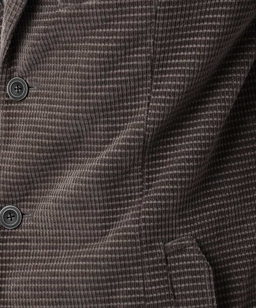 MK MICHEL KLEIN HOMME （エムケーミッシェルクランオム）の「【大人の艶感/４サイズ展開/ストレッチ】ワッフルモールコンバーチブルジャケット（テーラードジャケット・メンズ・チャコールグレー/ブラック・48/46）」の8枚目の写真