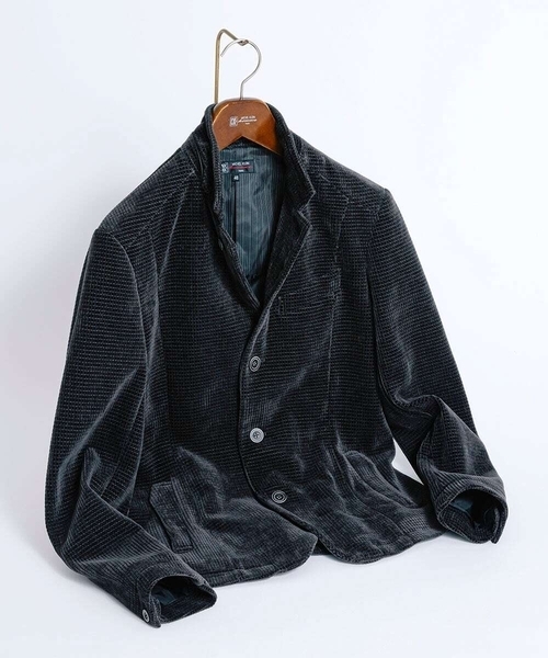MK MICHEL KLEIN HOMME （エムケーミッシェルクランオム）の「【大人の艶感/４サイズ展開/ストレッチ】ワッフルモールコンバーチブルジャケット（テーラードジャケット・メンズ・チャコールグレー/ブラック・48/46）」の9枚目の写真