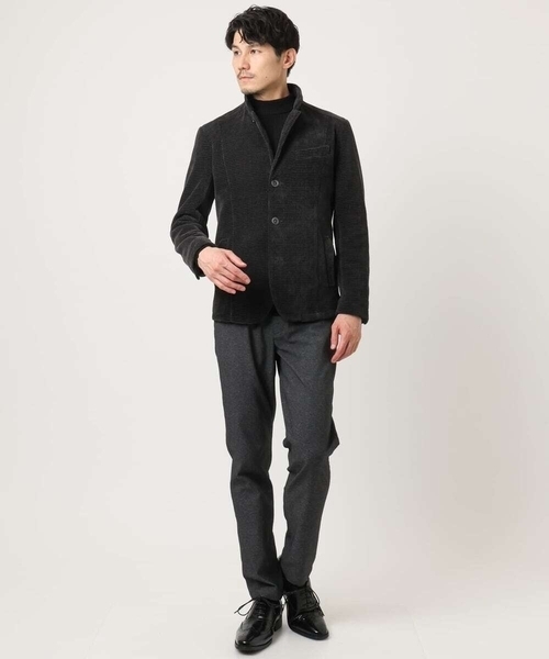 MK MICHEL KLEIN HOMME （エムケーミッシェルクランオム）の「【大人の艶感/４サイズ展開/ストレッチ】ワッフルモールコンバーチブルジャケット（テーラードジャケット・メンズ・チャコールグレー/ブラック・48/46）」の11枚目の写真