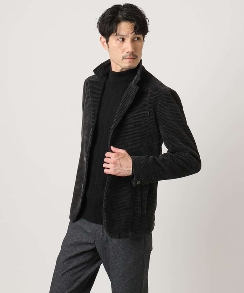 MK MICHEL KLEIN HOMME （エムケーミッシェルクランオム）の「【大人の艶感/４サイズ展開/ストレッチ】ワッフルモールコンバーチブルジャケット（テーラードジャケット・メンズ・チャコールグレー/ブラック・48/46）」の12枚目の写真