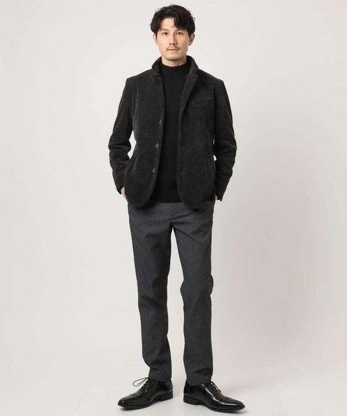 MK MICHEL KLEIN HOMME （エムケーミッシェルクランオム）の「【大人の艶感/４サイズ展開/ストレッチ】ワッフルモールコンバーチブルジャケット（テーラードジャケット・メンズ・チャコールグレー/ブラック・48/46）」の13枚目の写真