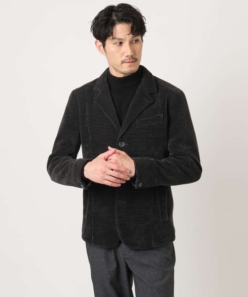 MK MICHEL KLEIN HOMME （エムケーミッシェルクランオム）の「【大人の艶感/４サイズ展開/ストレッチ】ワッフルモールコンバーチブルジャケット（テーラードジャケット・メンズ・チャコールグレー/ブラック・48/46）」の14枚目の写真