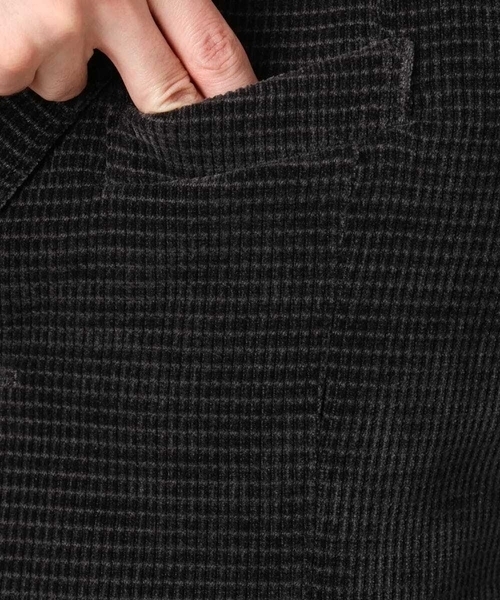 MK MICHEL KLEIN HOMME （エムケーミッシェルクランオム）の「【大人の艶感/４サイズ展開/ストレッチ】ワッフルモールコンバーチブルジャケット（テーラードジャケット・メンズ・チャコールグレー/ブラック・48/46）」の21枚目の写真