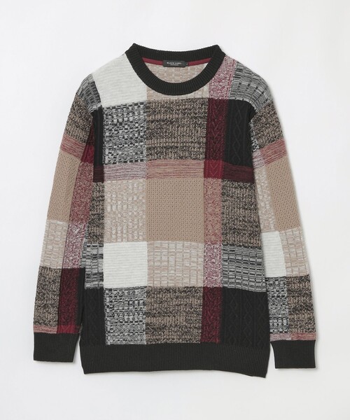 BLACK LABEL CRESTBRIDGE（ブラックレーベル・クレストブリッジ）の「テクスチャーミックスクレストブリッジチェックニット（ニット/セーター・メンズ・ベージュ系その他5/ブラック・L/M/XL）」の10枚目の写真