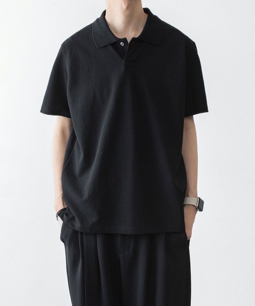 ATTACHMENT（アタッチメント）の「ソフトピケ S/S ポロ / SOFT PIQUE S/S POLO（ポロシャツ・メンズ・グレー/ライトオレンジ系/ブラック・3/2/1/4）」の4枚目の写真