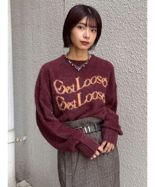 MURUA（ムルーア）の「ミニシャギーロゴニット（ニット/セーター・レディース・ブラック/アイボリー/ブラウン/ボルドー/ブルー・FREE）」の15枚目の写真