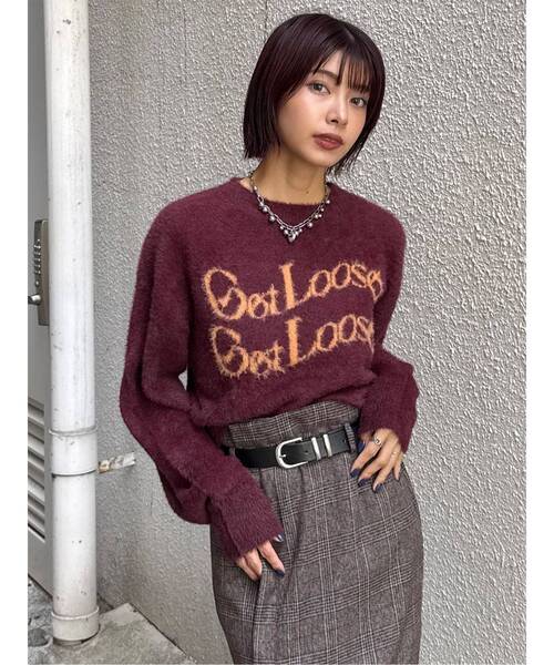 MURUA（ムルーア）の「ミニシャギーロゴニット（ニット/セーター・レディース・ブラック/アイボリー/ブラウン/ボルドー/ブルー・FREE）」の18枚目の写真
