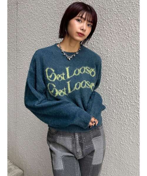 MURUA（ムルーア）の「ミニシャギーロゴニット（ニット/セーター・レディース・ブラック/アイボリー/ブラウン/ボルドー/ブルー・FREE）」の12枚目の写真