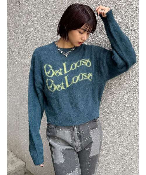MURUA（ムルーア）の「ミニシャギーロゴニット（ニット/セーター・レディース・ブラック/アイボリー/ブラウン/ボルドー/ブルー・FREE）」の6枚目の写真