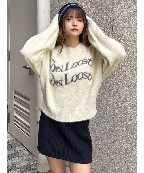 MURUA（ムルーア）の「ミニシャギーロゴニット（ニット/セーター・レディース・ブラック/アイボリー/ブラウン/ボルドー/ブルー・FREE）」の10枚目の写真