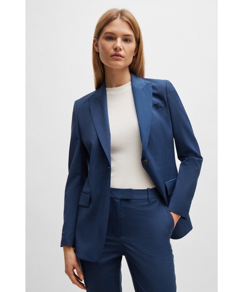 BOSS(ボス)の「レギュラーフィットパンツ メランジ バージンウール(スラックス・レディース・ネイビー・36/34/32)」の2枚目の写真