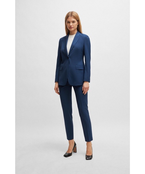 BOSS(ボス)の「レギュラーフィットパンツ メランジ バージンウール(スラックス・レディース・ネイビー・36/34/32)」の4枚目の写真