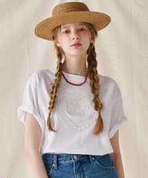 RONRON（ロンロン）の「ROSY CHEEKS HEART BASIC FIT T SHIRT WHITE（Tシャツ/カットソー）」