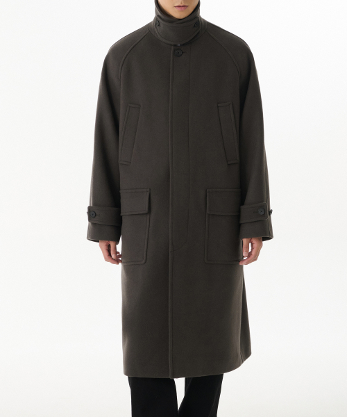 セール】ウールブレンドオーバーサイズムフバルマカンコート