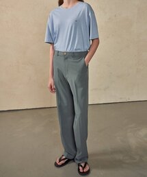 カラー ワイド スラックス _カーキグレー