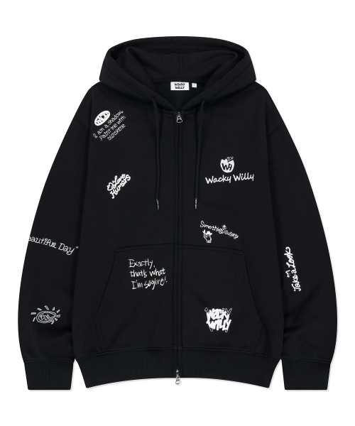 Wacky WiLLy(ワッキーウィリー)の「キキオールオーバーグラフィティフードジップアップブラック(パーカー・レディース・その他・SMALL/MEDIUM/LARGE/X-LARGE)」の2枚目の写真