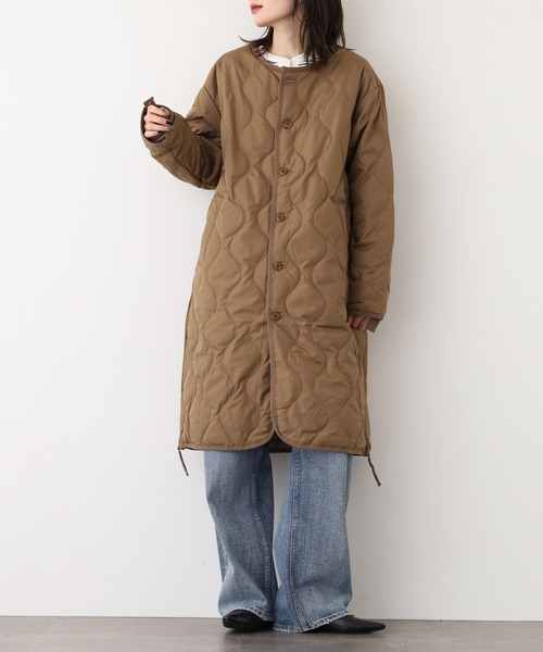 OMNES（オムネス）の「ダウンノーカラーミリタリージャケット（ノーカラージャケット・レディース・ベージュ/キャメル/カーキ・L）」の13枚目の写真