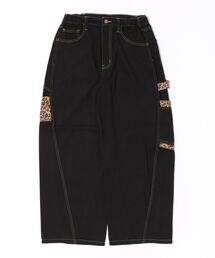 レオパード 切替デザイン カーブシルエット ペインターパンツ