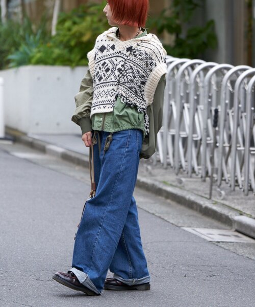 etsinta（エシンタ）の「【etsinta/エシンタ】ジャガードリメイクショートフードベスト（ニット/セーター・レディース・アイボリー・ONE SIZE）」の11枚目の写真