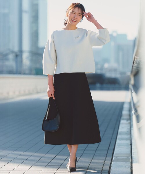 新品　 ゴルフ　長袖セーター　フレアースカート　　セットアップ　M セール】【セレモニー】BEAUTY FORM KNIT フレアスカート セットアップ