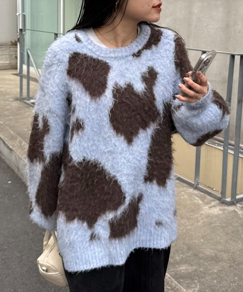 CIAOPANIC TYPY(チャオパニックティピー)の「【主役級】ニュアンス柄シャギーニット(ニット/セーター・レディース・アイボリー/サックスブルー/チャコールグレー・ONE SIZE)」の1枚目の写真