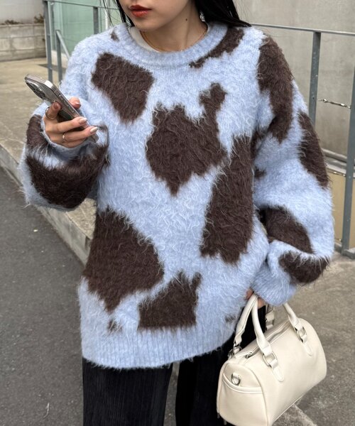 CIAOPANIC TYPY(チャオパニックティピー)の「【主役級】ニュアンス柄シャギーニット(ニット/セーター・レディース・アイボリー/サックスブルー/チャコールグレー・ONE SIZE)」の14枚目の写真