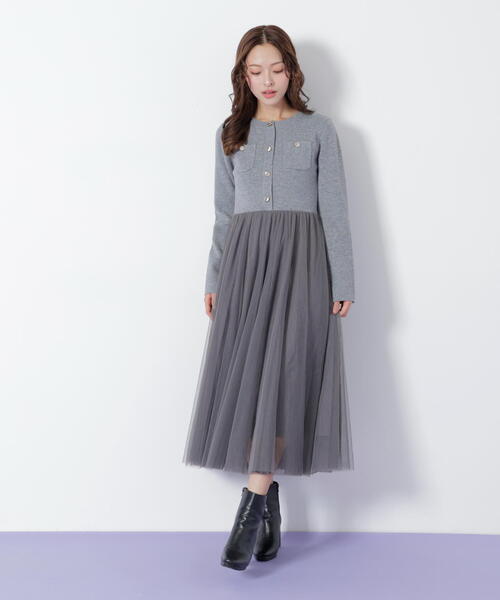 ◇ニットジャケットドッキングワンピース（ワンピース）｜JILL by JILL