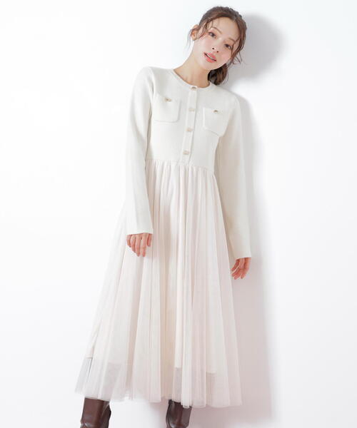 ◇ニットジャケットドッキングワンピース（ワンピース）｜JILL by JILL