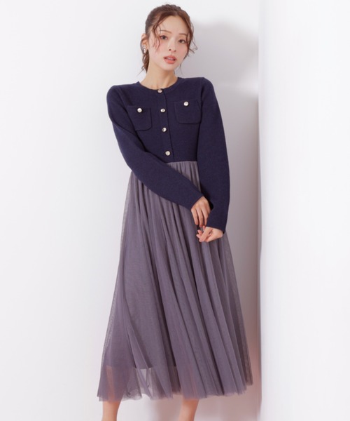 ◇ニットジャケットドッキングワンピース（ワンピース）｜JILL by JILL