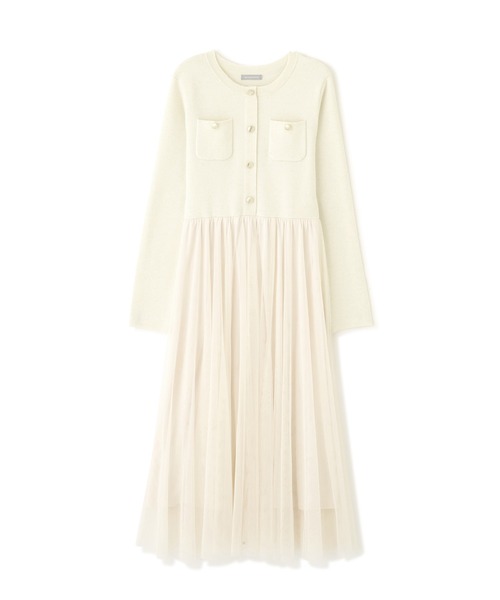 JILL by JILL STUART(ジルバイジルスチュアート)の「◇ニットジャケットドッキングワンピース(ワンピース・レディース・ネイビー/ホワイト/グレー・FREE)」の4枚目の写真