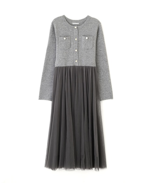 JILL by JILL STUART(ジルバイジルスチュアート)の「◇ニットジャケットドッキングワンピース(ワンピース・レディース・ネイビー/ホワイト/グレー・FREE)」の7枚目の写真