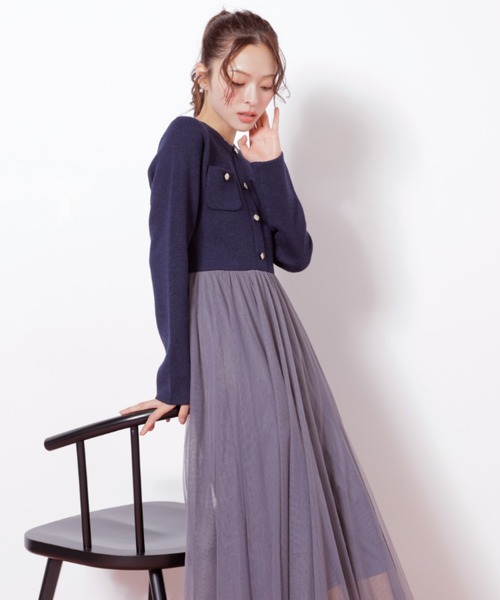 JILL by JILL STUART(ジルバイジルスチュアート)の「◇ニットジャケットドッキングワンピース(ワンピース・レディース・ネイビー/ホワイト/グレー・FREE)」の20枚目の写真