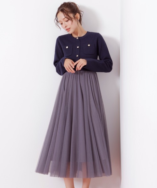 JILL by JILL STUART(ジルバイジルスチュアート)の「◇ニットジャケットドッキングワンピース(ワンピース・レディース・ネイビー/ホワイト/グレー・FREE)」の22枚目の写真