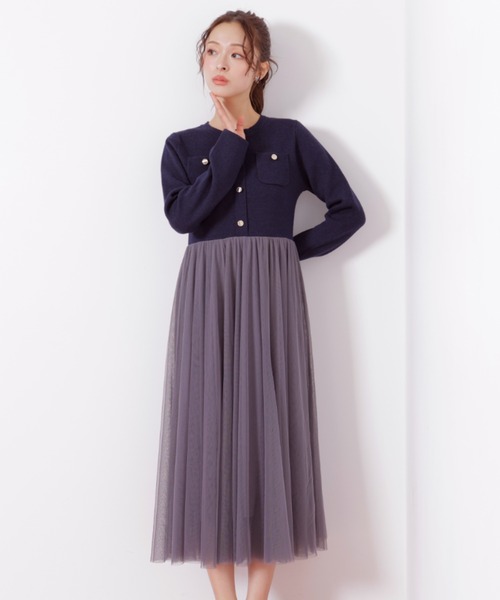 JILL by JILL STUART(ジルバイジルスチュアート)の「◇ニットジャケットドッキングワンピース(ワンピース・レディース・ネイビー/ホワイト/グレー・FREE)」の21枚目の写真