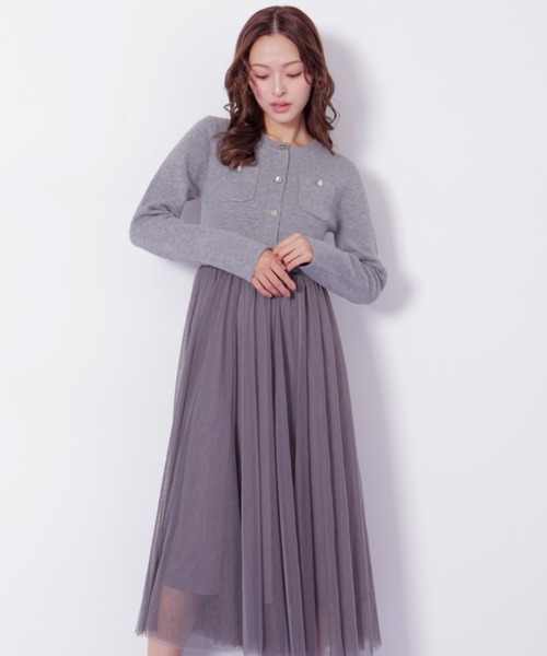 ◇ニットジャケットドッキングワンピース（ワンピース）｜JILL by JILL