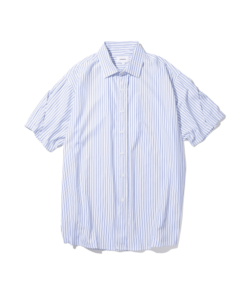 MASSNOUN(マスノウン)の「ドッティードラインストライプインバーテッドプリーツシャツ MSTST003-BL(シャツ/ブラウス・レディース・その他・LARGE/MEDIUM)」の1枚目の写真