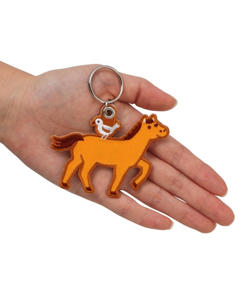 ニューレトロ スティッチワークキーホルダー キーリング チャーム うま