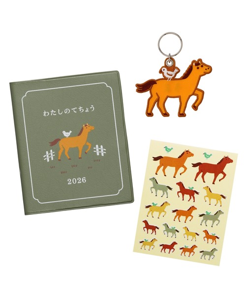 ニューレトロ スティッチワークキーホルダー キーリング チャーム うま