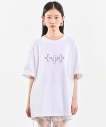 ラインアートグラフィック半袖Tシャツ[ホワイト]