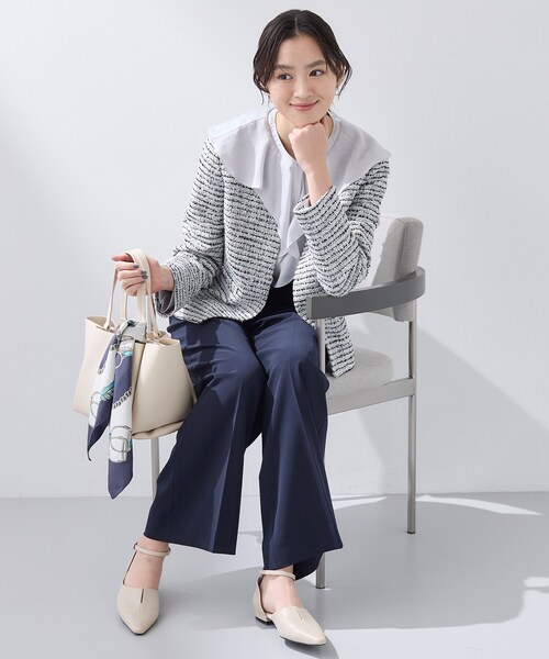 INDIVI(インディヴィ)の「【セレモニー/洗える】ミックスツイードライトジャケット(ノーカラージャケット・レディース・ネイビー系3/ホワイト系6/サックスブルー系3/ホワイト系8・40/38/36/19/15 /13/05)」の7枚目の写真