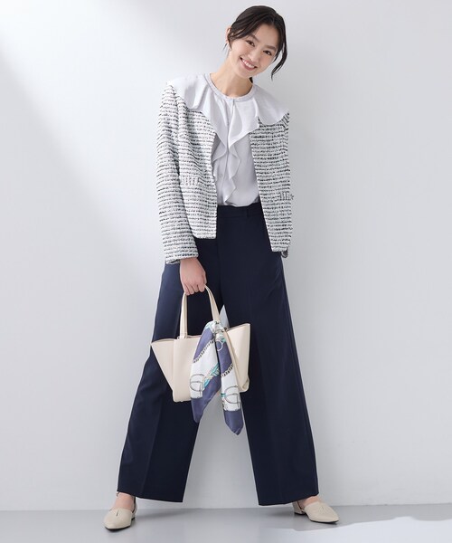 INDIVI(インディヴィ)の「【セレモニー/洗える】ミックスツイードライトジャケット(ノーカラージャケット・レディース・ネイビー系3/ホワイト系6/サックスブルー系3/ホワイト系8・40/38/36/19/15 /13/05)」の8枚目の写真