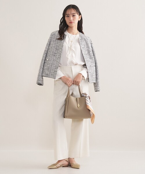 INDIVI(インディヴィ)の「【セレモニー/洗える】ミックスツイードライトジャケット(ノーカラージャケット・レディース・ネイビー系3/ホワイト系6/サックスブルー系3/ホワイト系8・40/38/36/19/15 /13/05)」の11枚目の写真