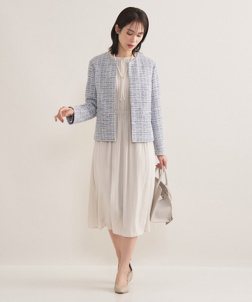 INDIVI(インディヴィ)の「【セレモニー/洗える】ミックスツイードライトジャケット(ノーカラージャケット・レディース・ネイビー系3/ホワイト系6/サックスブルー系3/ホワイト系8・40/38/36/19/15 /13/05)」の18枚目の写真